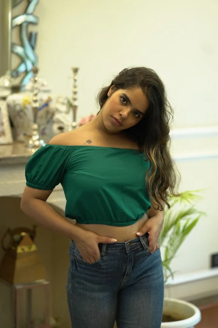BARE BLISS OFF SHOULDER GREEN TOP
