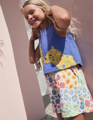 Big Appliqué Playsuit-Bluebell / Multi Leopard