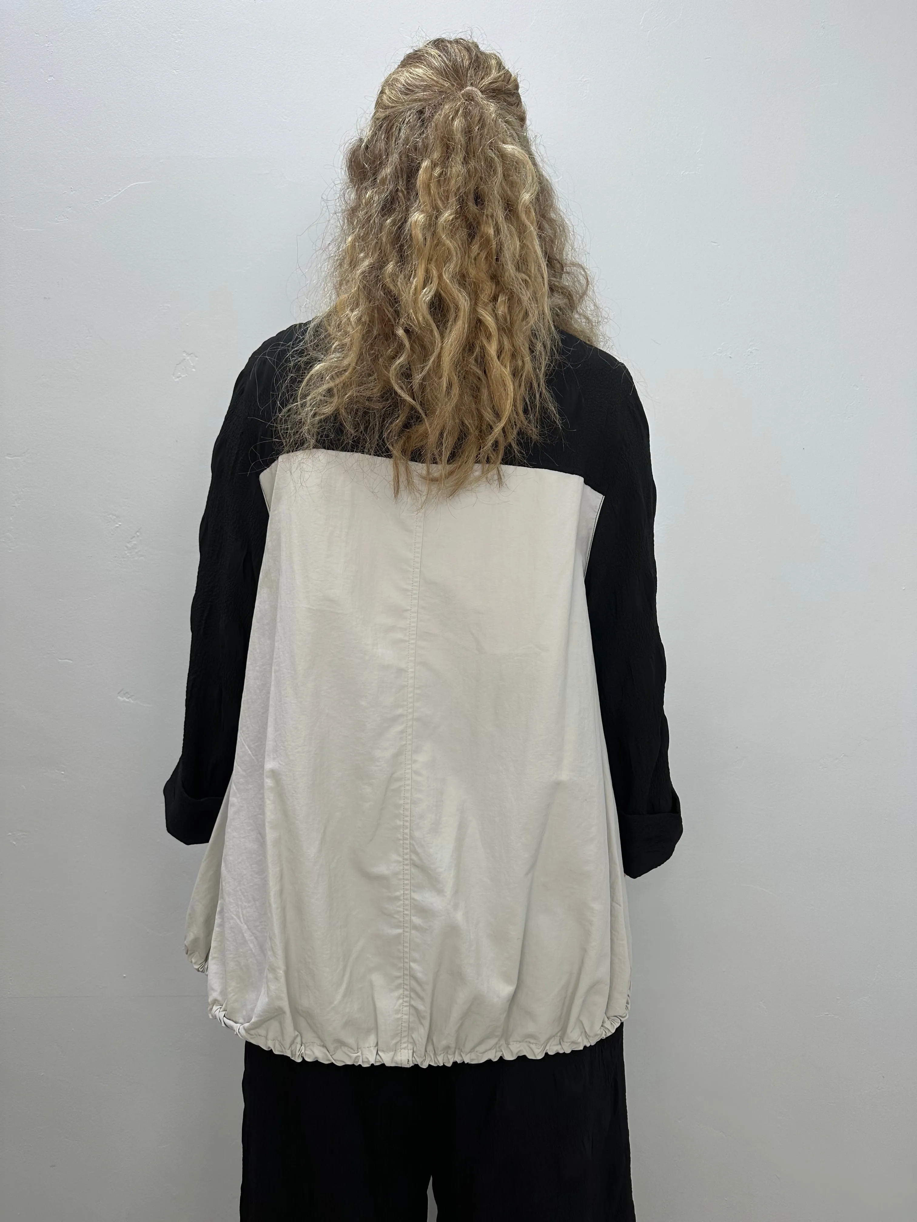 Black and Silver Long Sleeve Mock Neck