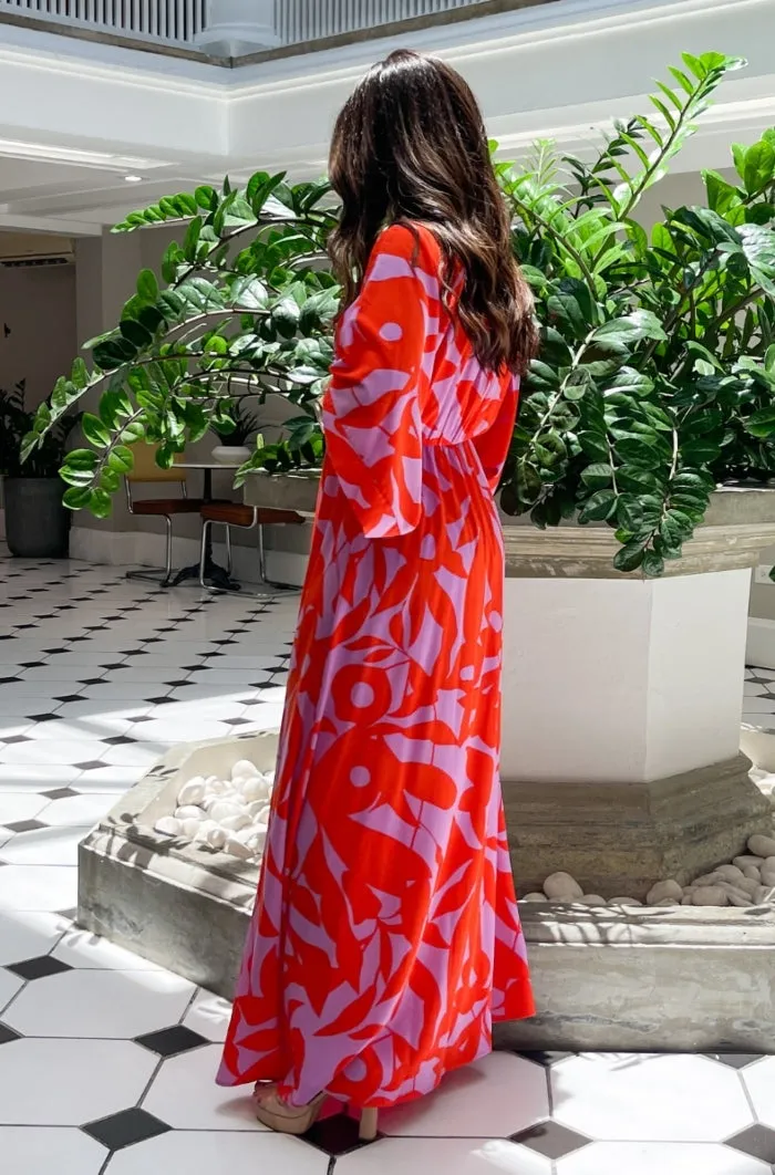 Bold Tropics Kimono Maxi Dress
