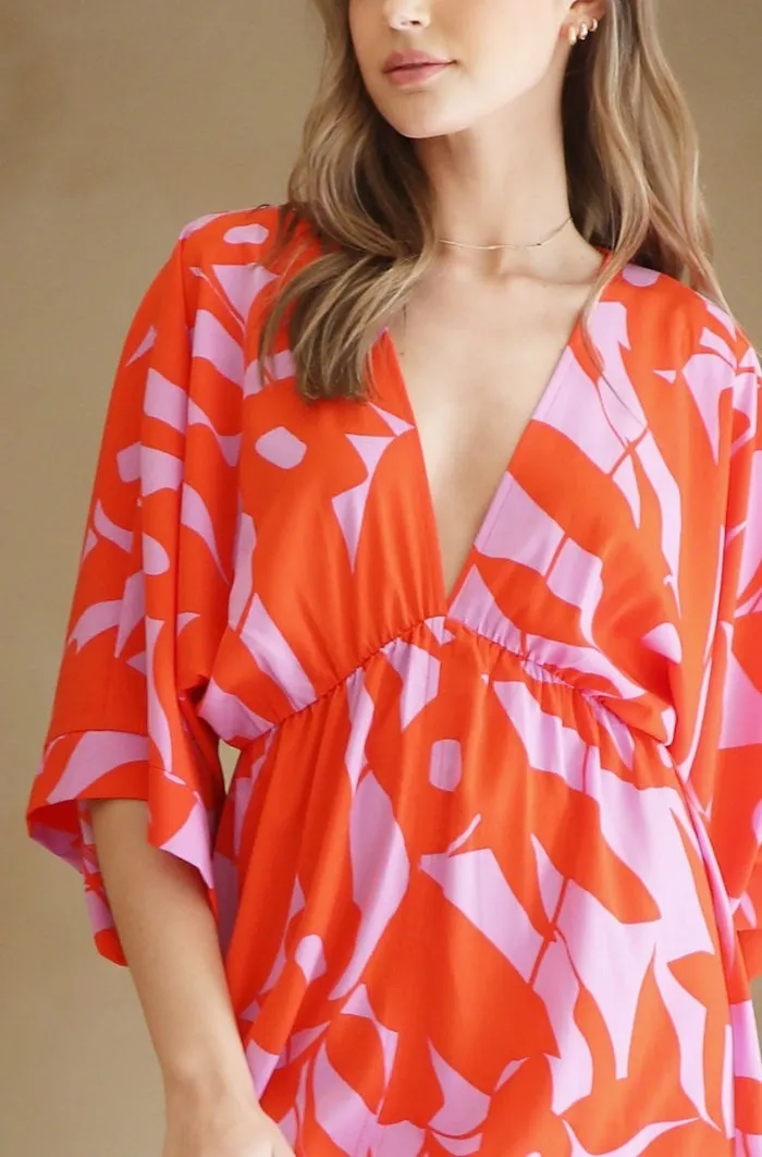 Bold Tropics Kimono Maxi Dress