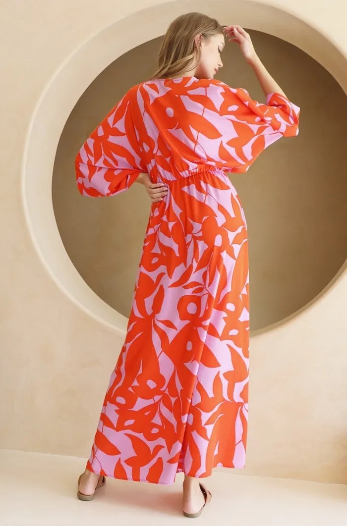 Bold Tropics Kimono Maxi Dress