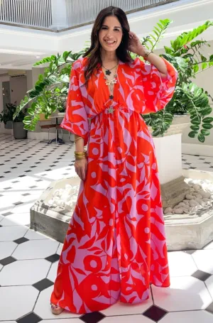 Bold Tropics Kimono Maxi Dress