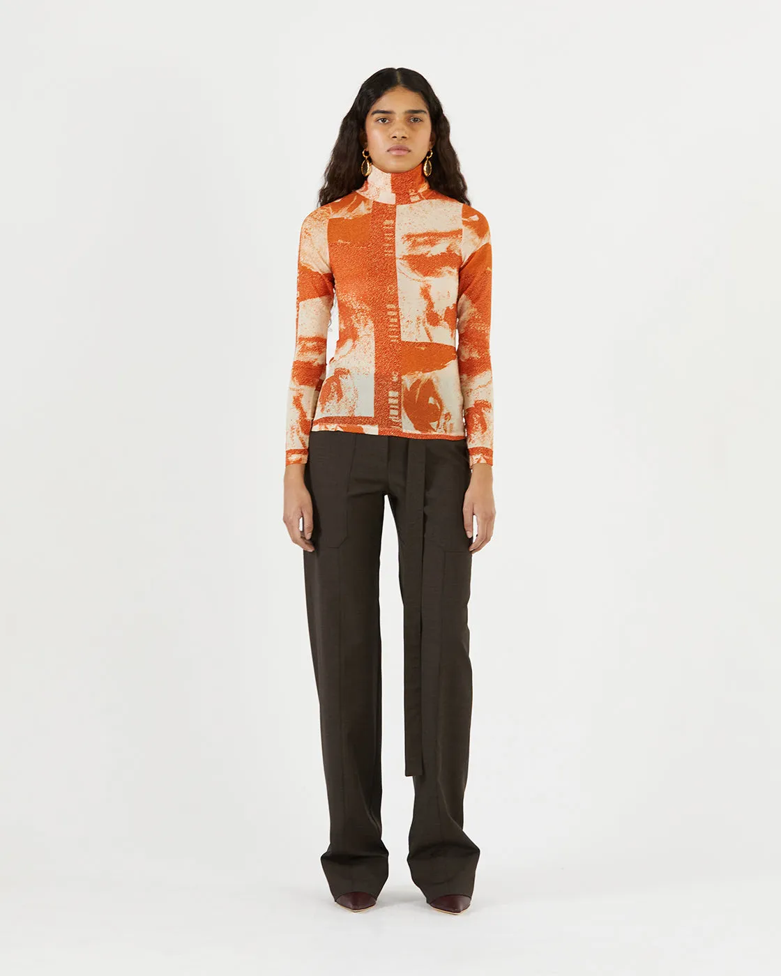 Bronte Top Mesh Print Rust