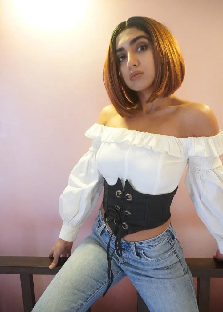 Giselle White Frill Corset Top