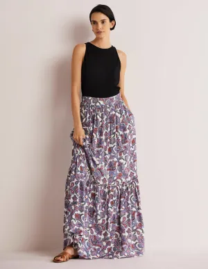 Grace Crinkle Maxi Skirt-Ivory, Paisley Bud