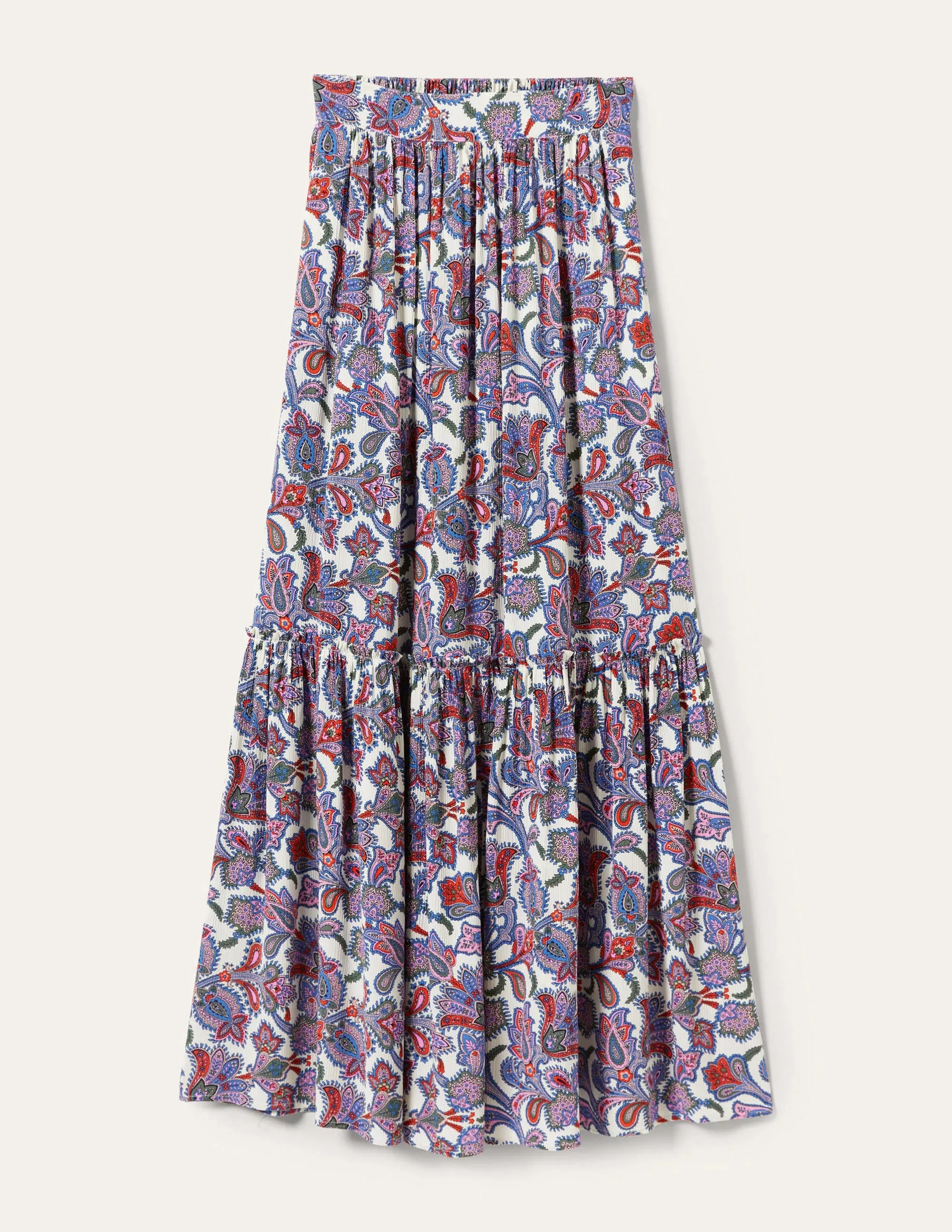 Grace Crinkle Maxi Skirt-Ivory, Paisley Bud