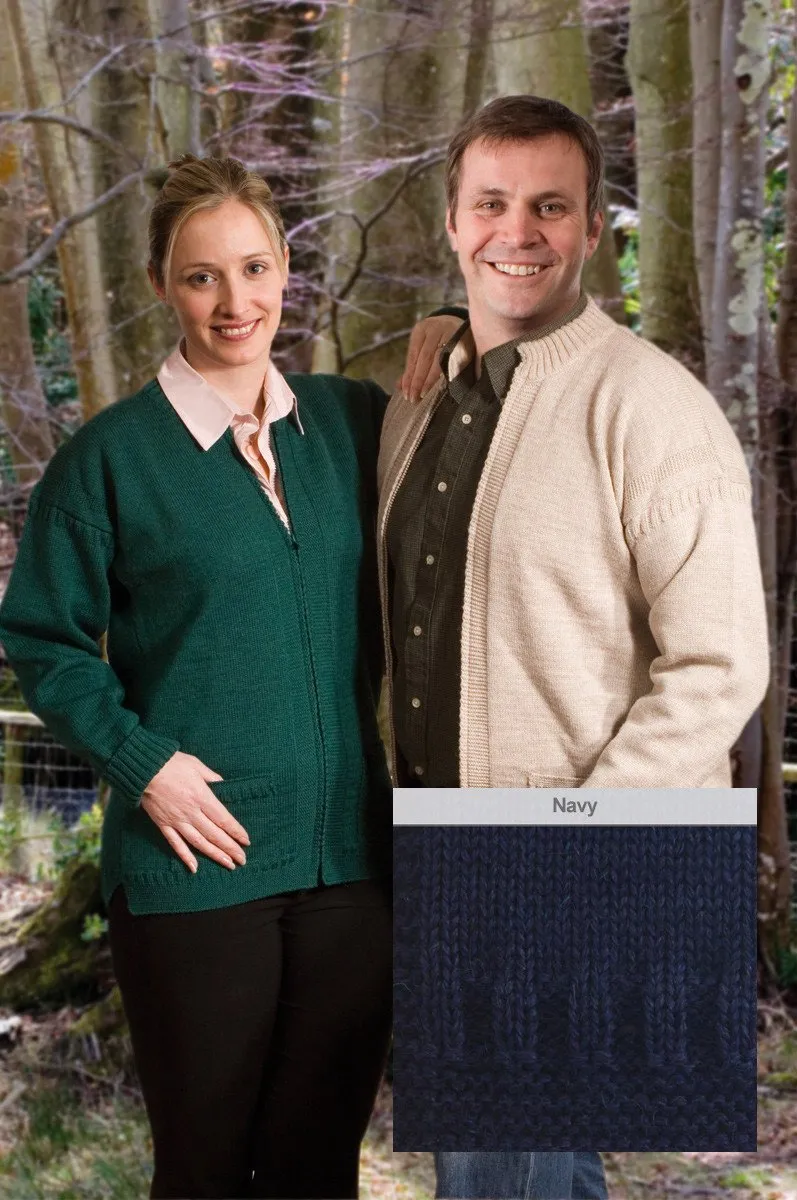 Guernsey Woollen Zip Jacket In Navy