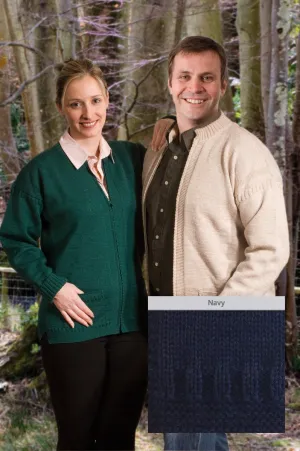 Guernsey Woollen Zip Jacket In Navy