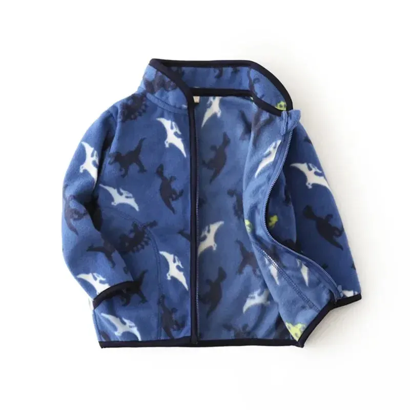 Jumping Meters New Arrival Dinosaurs Zipper Boys Girls Jackets Coats Fahion Pockets Children's Outwear Fleece Coats Kids Clothes