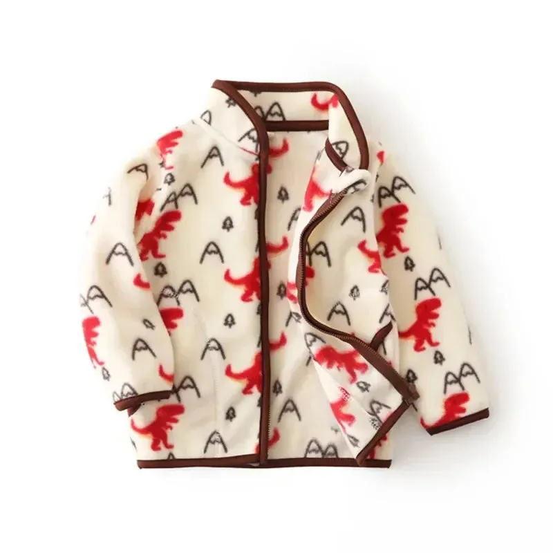 Jumping Meters New Arrival Dinosaurs Zipper Boys Girls Jackets Coats Fahion Pockets Children's Outwear Fleece Coats Kids Clothes