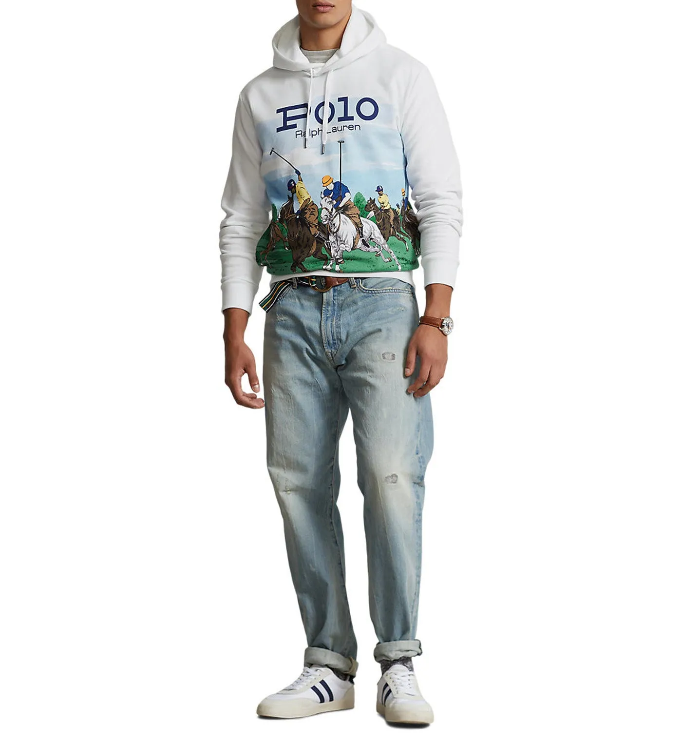 Men's Fleece Graphic Hoodie Polo Club Scenic/White