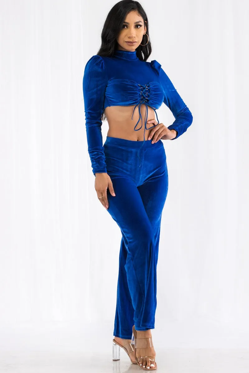 MTP7394 - 2 PC VELVET TOP AND PANT SET