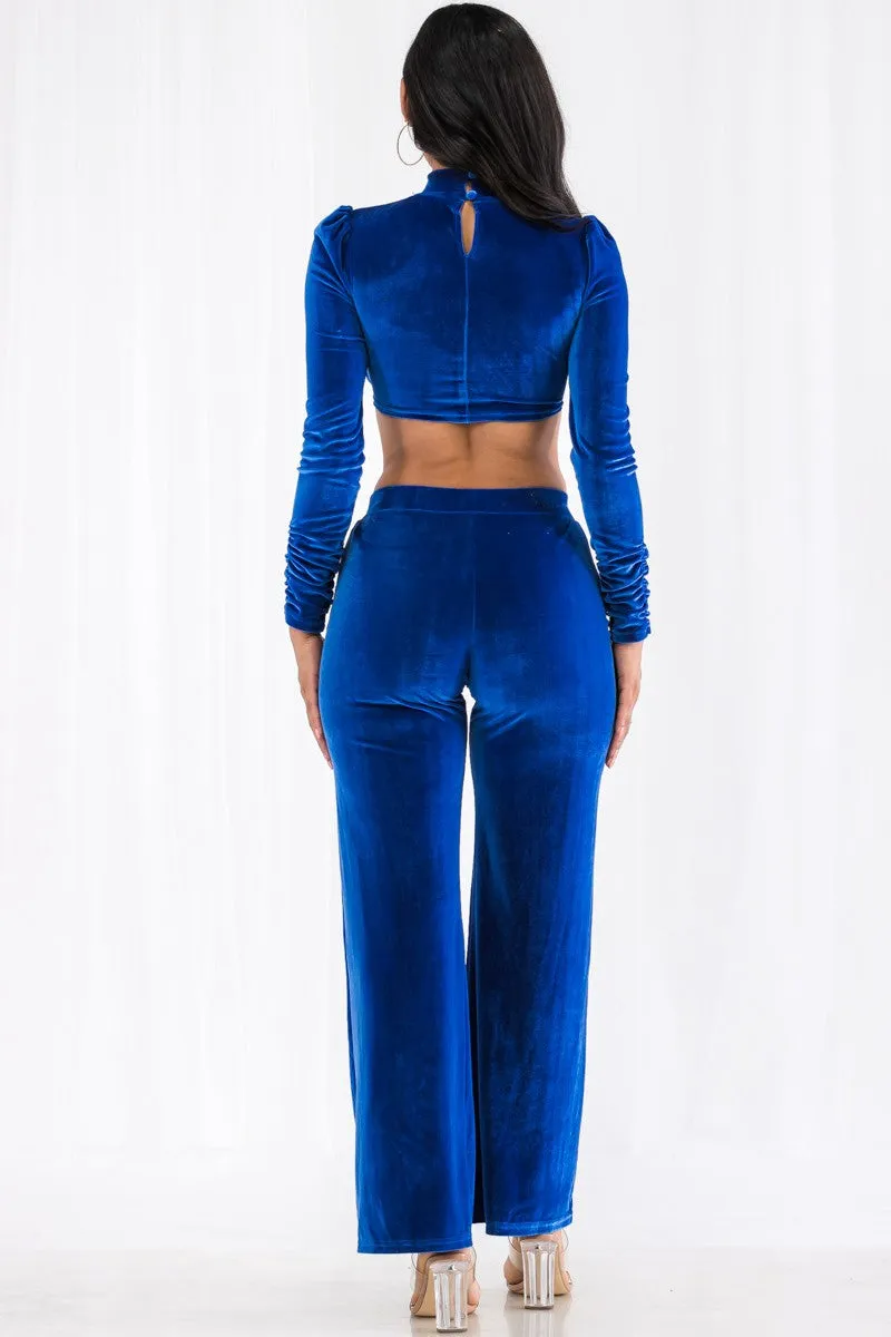 MTP7394 - 2 PC VELVET TOP AND PANT SET