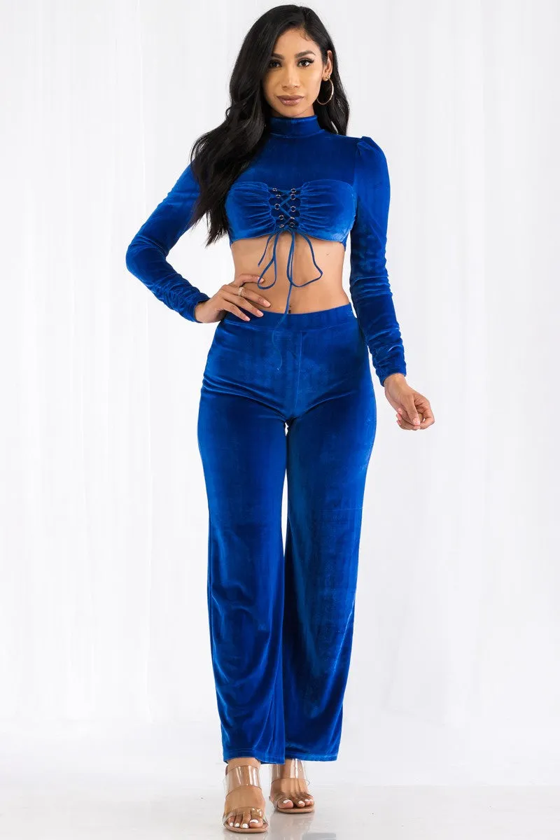 MTP7394 - 2 PC VELVET TOP AND PANT SET