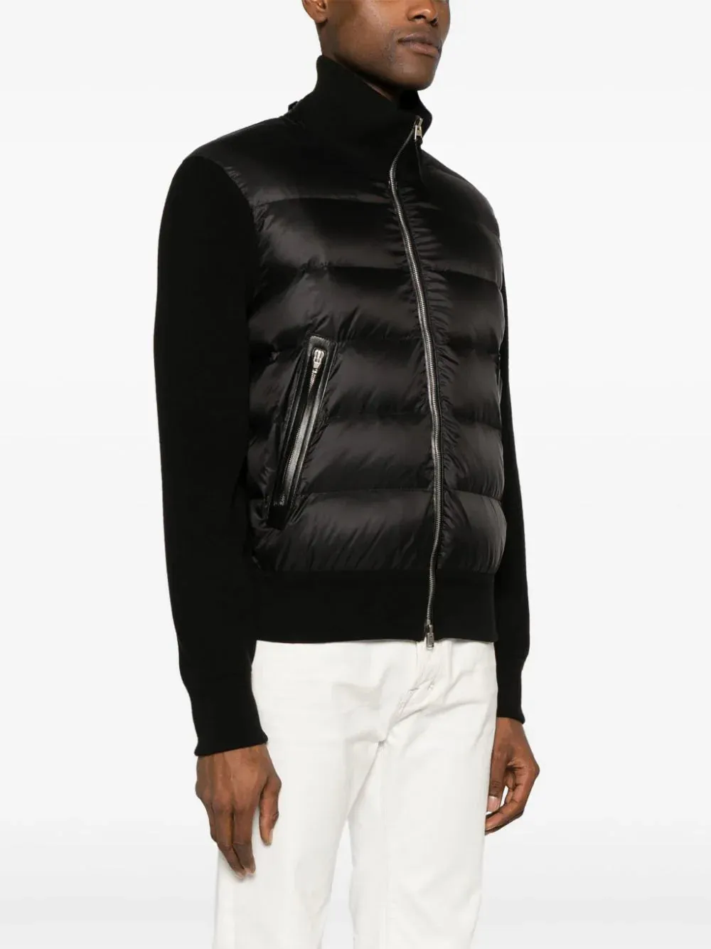 Padded-Panel Knitted Jacket