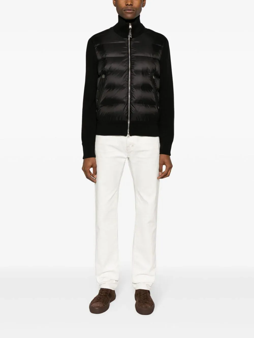 Padded-Panel Knitted Jacket