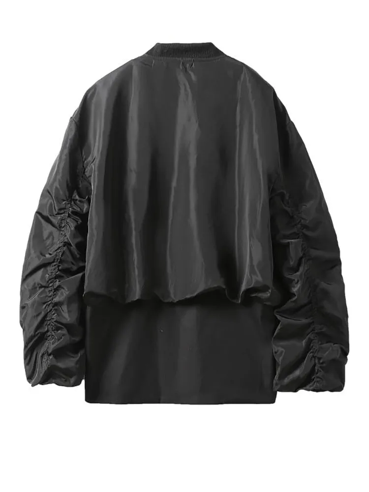 Pre Order:  Ruched Sleeves Loose Fit Jacket