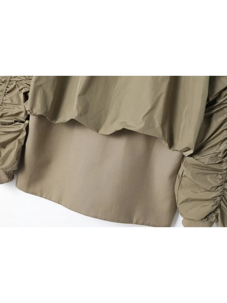 Pre Order:  Ruched Sleeves Loose Fit Jacket