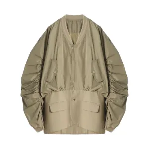 Pre Order:  Ruched Sleeves Loose Fit Jacket