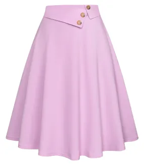 Vintage Solid Color Swing Skirt Elastic Waist Flared A-Line Skirt