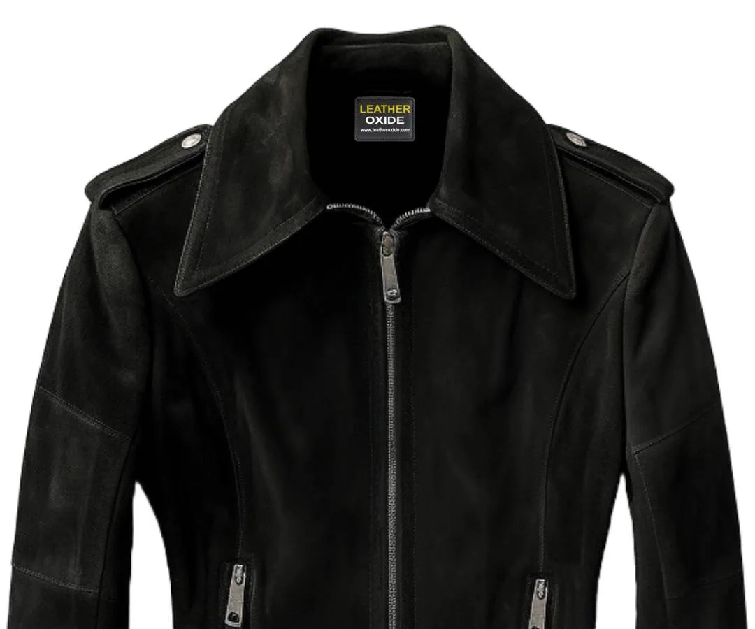 Women Black Suede Leather Jacket